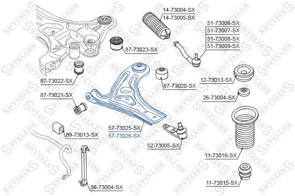 Stellox 57-73026-SX Suspension arm front right 5773026SX: Buy near me in Poland at 2407.PL - Good price!