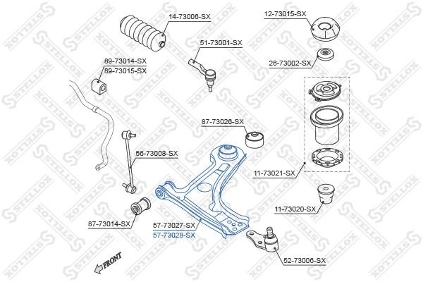 Stellox 57-73028-SX Suspension arm front right 5773028SX: Buy near me in Poland at 2407.PL - Good price!
