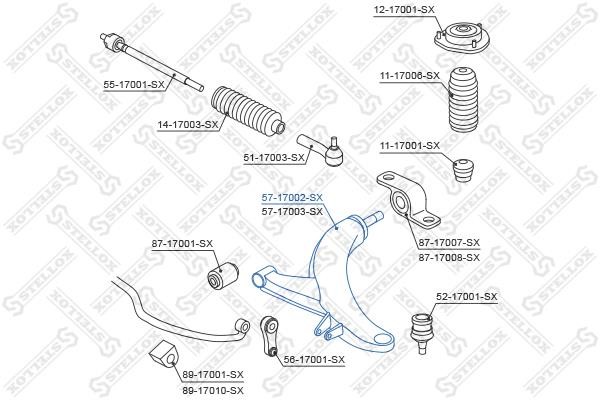 Stellox 57-17002-SX Suspension arm front lower right 5717002SX: Buy near me in Poland at 2407.PL - Good price!