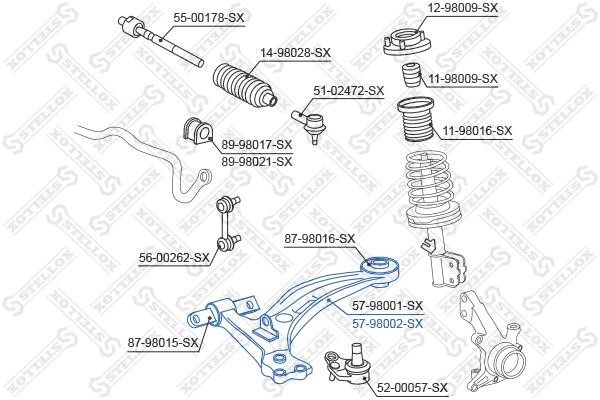Stellox 57-98002-SX Suspension arm front right 5798002SX: Buy near me in Poland at 2407.PL - Good price!