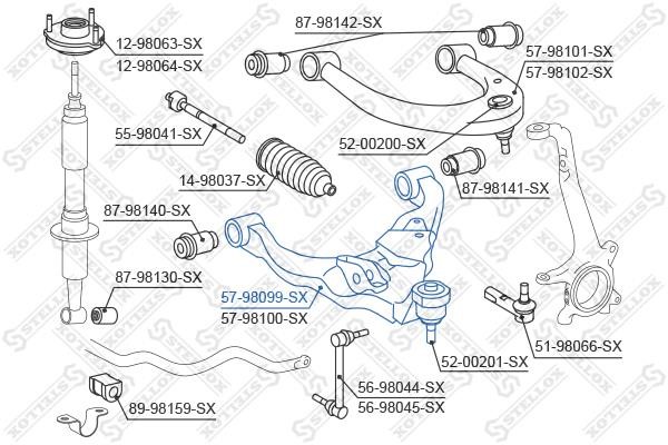 Stellox 57-98099-SX Suspension arm front lower right 5798099SX: Buy near me in Poland at 2407.PL - Good price!