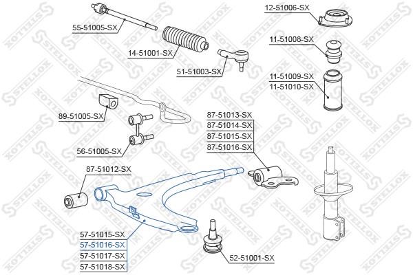 Stellox 57-51016-SX Suspension arm front right 5751016SX: Buy near me in Poland at 2407.PL - Good price!