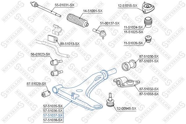 Stellox 57-51037-SX Suspension arm, front left 5751037SX: Buy near me in Poland at 2407.PL - Good price!
