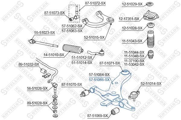 Stellox 57-51066-SX Suspension arm front lower right 5751066SX: Buy near me in Poland at 2407.PL - Good price!