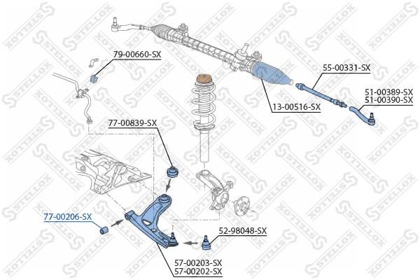 Stellox 77-00206-SX Сайлентблок переднього важеля підвіски 7700206SX: Приваблива ціна - Купити у Польщі на 2407.PL!