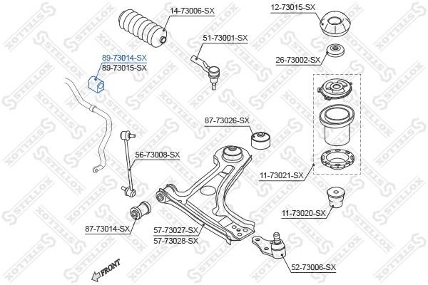 Stellox 89-73014-SX Front stabilizer bush, right 8973014SX: Buy near me in Poland at 2407.PL - Good price!