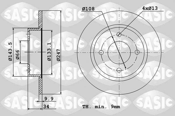 Sasic 2464894J Тормозной диск передний невентилируемый 2464894J: Отличная цена - Купить в Польше на 2407.PL!