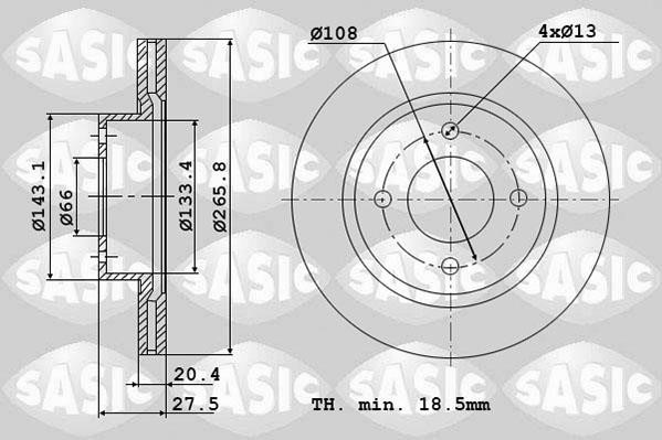 Sasic 2464974J Front brake disc ventilated 2464974J: Buy near me in Poland at 2407.PL - Good price!