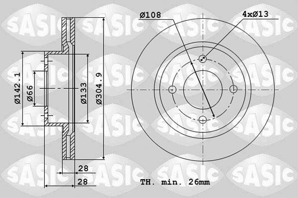Sasic 2464V14J Тормозной диск передний вентилируемый 2464V14J: Отличная цена - Купить в Польше на 2407.PL!