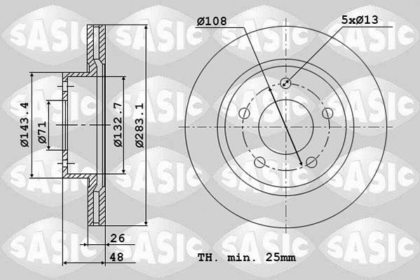 Sasic 2464V44J Тормозной диск передний вентилируемый 2464V44J: Отличная цена - Купить в Польше на 2407.PL!