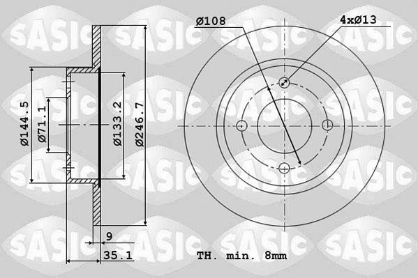 Sasic 2464W94J Тормозной диск задний невентилируемый 2464W94J: Отличная цена - Купить в Польше на 2407.PL!
