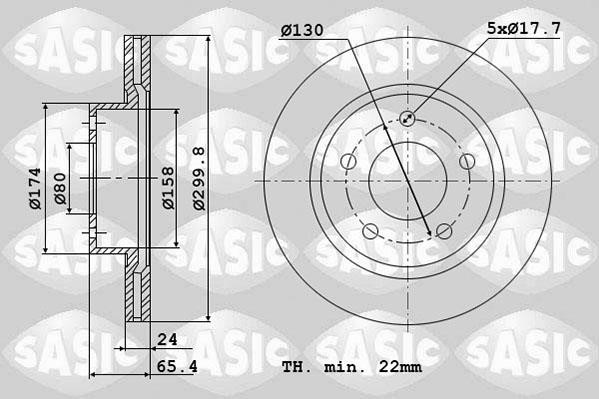 Sasic 2464Y34J Front brake disc ventilated 2464Y34J: Buy near me in Poland at 2407.PL - Good price!