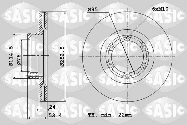 Sasic 4004249J Front brake disc ventilated 4004249J: Buy near me in Poland at 2407.PL - Good price!