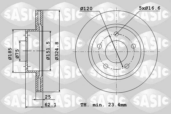 Sasic 6106045 Тормозной диск передний вентилируемый 6106045: Купить в Польше - Отличная цена на 2407.PL!