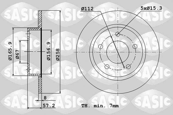 Sasic 6106053 Rear brake disc, non-ventilated 6106053: Buy near me in Poland at 2407.PL - Good price!