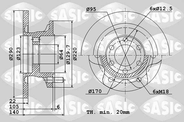 Sasic 6106072 Тормозной диск передний невентилируемый 6106072: Отличная цена - Купить в Польше на 2407.PL!