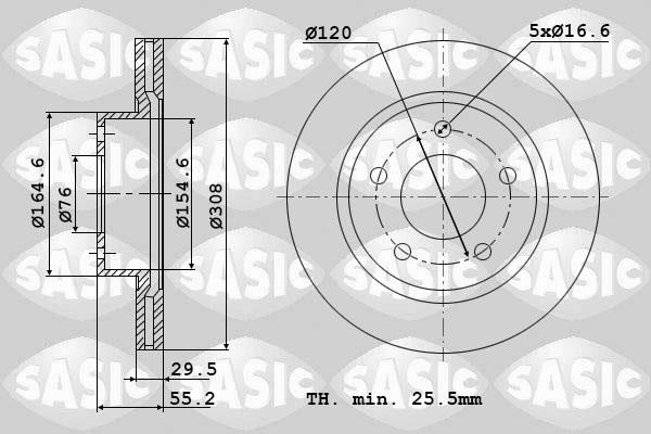 Sasic 6106083 Front brake disc ventilated 6106083: Buy near me in Poland at 2407.PL - Good price!