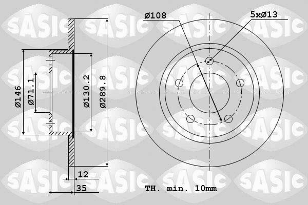 Sasic 6100001 Тормозной диск задний невентилируемый 6100001: Отличная цена - Купить в Польше на 2407.PL!
