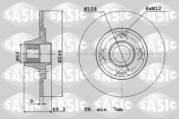 Sasic 6100004 Rear brake disc, non-ventilated 6100004: Buy near me in Poland at 2407.PL - Good price!