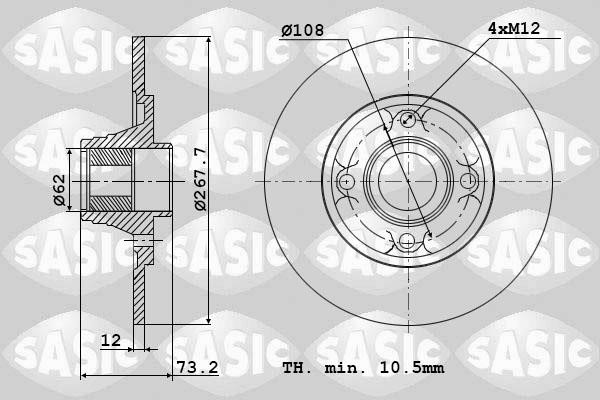 Sasic 6100009 Rear brake disc, non-ventilated 6100009: Buy near me in Poland at 2407.PL - Good price!