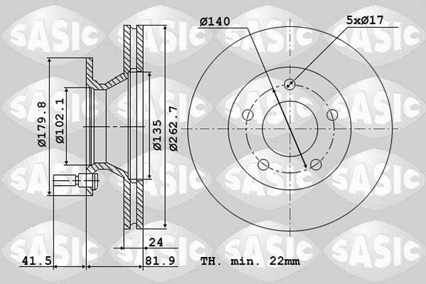 Sasic 6106097 Front brake disc ventilated 6106097: Buy near me in Poland at 2407.PL - Good price!
