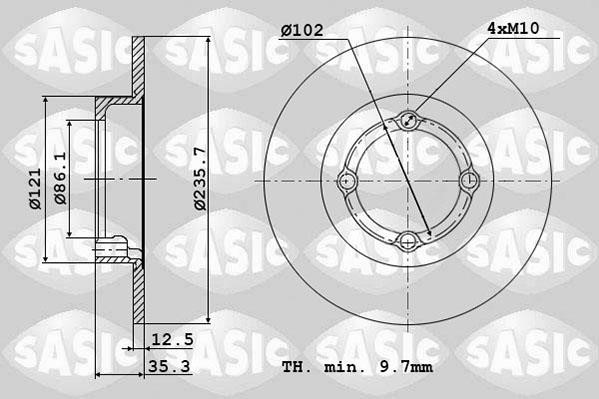 Sasic 6106111 Тормозной диск передний невентилируемый 6106111: Отличная цена - Купить в Польше на 2407.PL!
