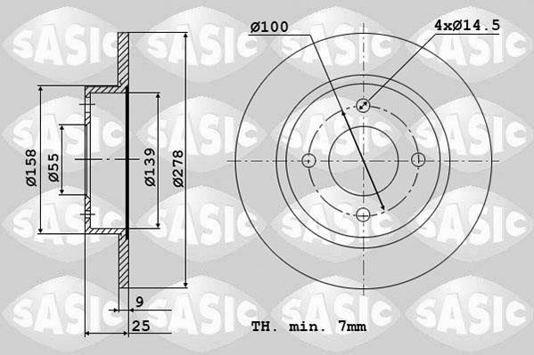 Sasic 6106120 Rear brake disc, non-ventilated 6106120: Buy near me in Poland at 2407.PL - Good price!