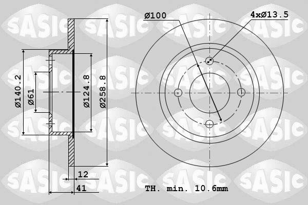 Sasic 6104001 Тормозной диск передний невентилируемый 6104001: Отличная цена - Купить в Польше на 2407.PL!