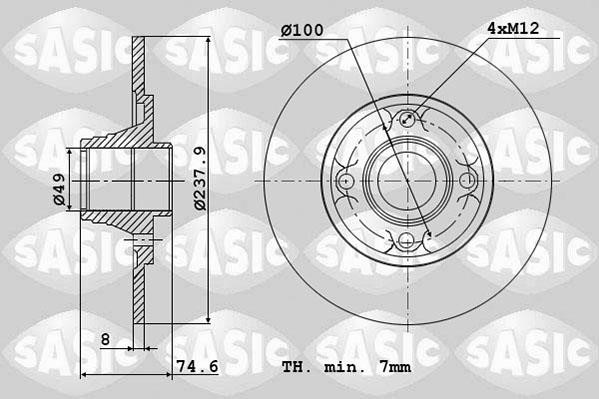Sasic 6104015 Тормозной диск задний невентилируемый 6104015: Отличная цена - Купить в Польше на 2407.PL!