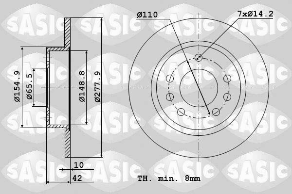 Sasic 6106142 Rear brake disc, non-ventilated 6106142: Buy near me in Poland at 2407.PL - Good price!