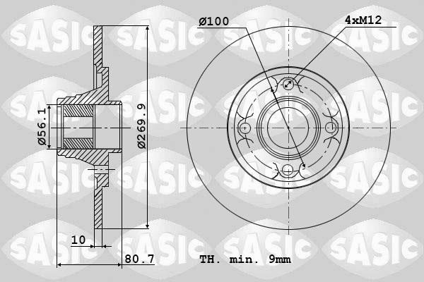 Sasic 6104019 Rear brake disc, non-ventilated 6104019: Buy near me at 2407.PL in Poland at an Affordable price!