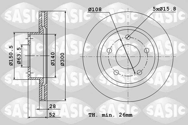Sasic 6106147 Front brake disc ventilated 6106147: Buy near me in Poland at 2407.PL - Good price!