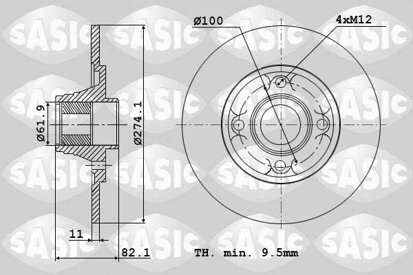 Sasic 6104022 Rear brake disc, non-ventilated 6104022: Buy near me in Poland at 2407.PL - Good price!