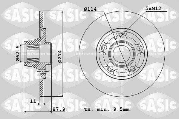 Sasic 6104038 Тормозной диск задний невентилируемый 6104038: Отличная цена - Купить в Польше на 2407.PL!