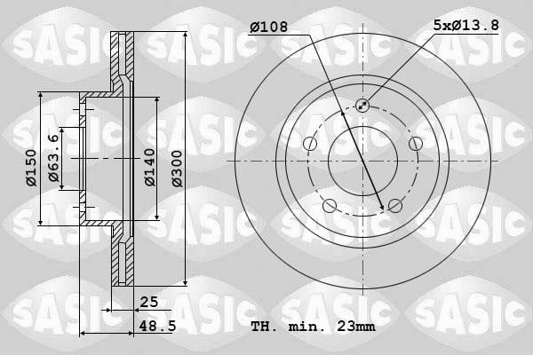 Sasic 6106008 Тормозной диск передний вентилируемый 6106008: Отличная цена - Купить в Польше на 2407.PL!