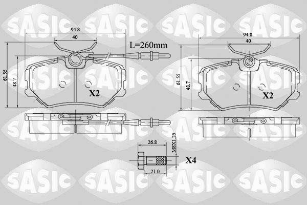 Sasic 6210063 Brake Pad Set, disc brake 6210063: Buy near me in Poland at 2407.PL - Good price!