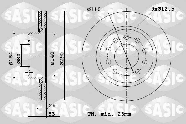 Sasic 9004829J Front brake disc ventilated 9004829J: Buy near me in Poland at 2407.PL - Good price!