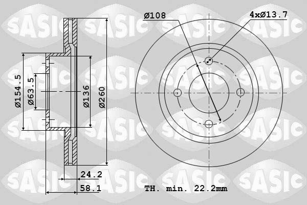 Sasic 9004359J Тормозной диск передний вентилируемый 9004359J: Отличная цена - Купить в Польше на 2407.PL!