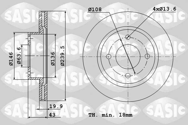 Sasic 9004401J Front brake disc ventilated 9004401J: Buy near me in Poland at 2407.PL - Good price!