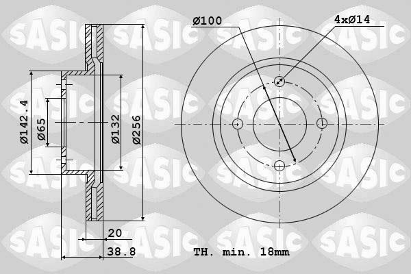 Sasic 9004432J Front brake disc ventilated 9004432J: Buy near me in Poland at 2407.PL - Good price!
