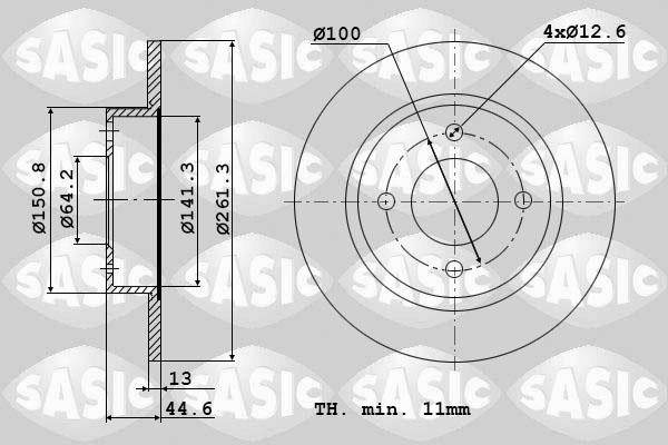 Sasic 9004538J Тормозной диск передний невентилируемый 9004538J: Отличная цена - Купить в Польше на 2407.PL!