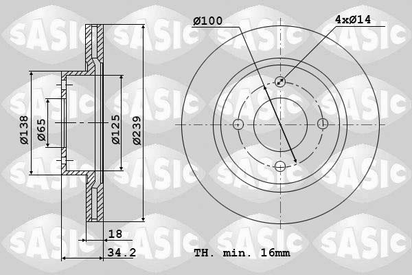 Sasic 9004583J Front brake disc ventilated 9004583J: Buy near me in Poland at 2407.PL - Good price!