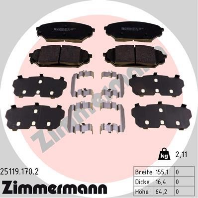 Otto Zimmermann 25119.170.2 Brake Pad Set, disc brake 251191702: Buy near me in Poland at 2407.PL - Good price!