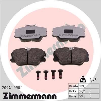 Otto Zimmermann 20941.990.1 Тормозные колодки дисковые, комплект 209419901: Отличная цена - Купить в Польше на 2407.PL!