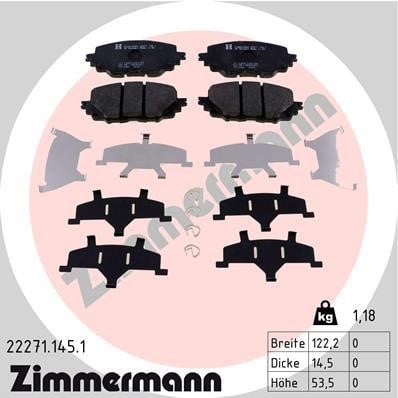 Otto Zimmermann 22271.145.1 Тормозные колодки дисковые, комплект 222711451: Отличная цена - Купить в Польше на 2407.PL!