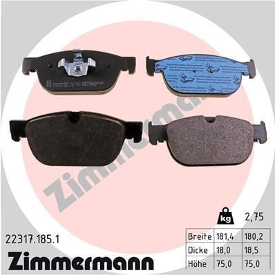 Otto Zimmermann 22317.185.1 Тормозные колодки дисковые, комплект 223171851: Отличная цена - Купить в Польше на 2407.PL!