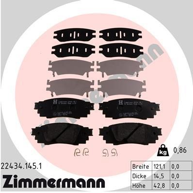 Otto Zimmermann 22434.145.1 Тормозные колодки дисковые, комплект 224341451: Отличная цена - Купить в Польше на 2407.PL!
