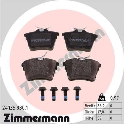 Otto Zimmermann 24135.980.1 Brake Pad Set, disc brake 241359801: Buy near me in Poland at 2407.PL - Good price!