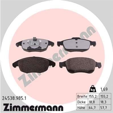 Otto Zimmermann 24538.985.1 Тормозные колодки дисковые, комплект 245389851: Купить в Польше - Отличная цена на 2407.PL!