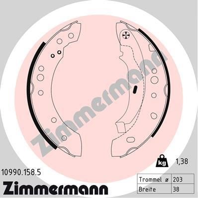 Otto Zimmermann 10990.158.5 Brake shoe set 109901585: Buy near me in Poland at 2407.PL - Good price!